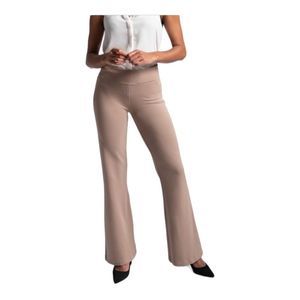 Betabrand Wide Leg Dress Pant, Yoga Pant in Khaki Twill in LARGE LONG